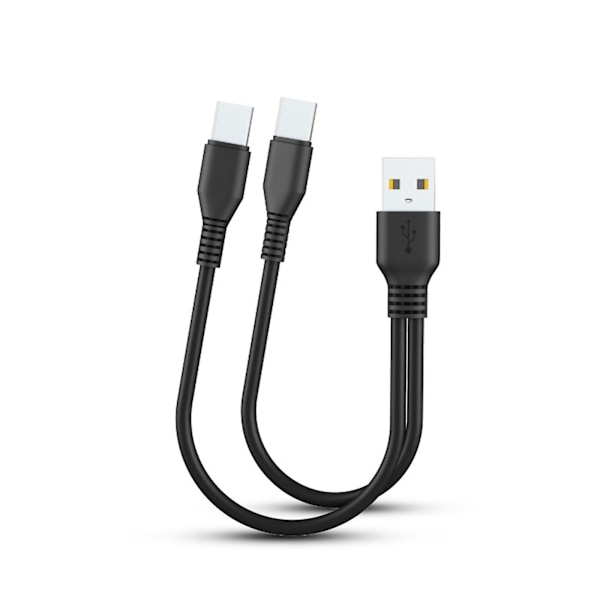2 i 1 USB Dobbel Type C Kabel Splitter Mobiltelefon Lading Kabel Bærbar db Black 1m