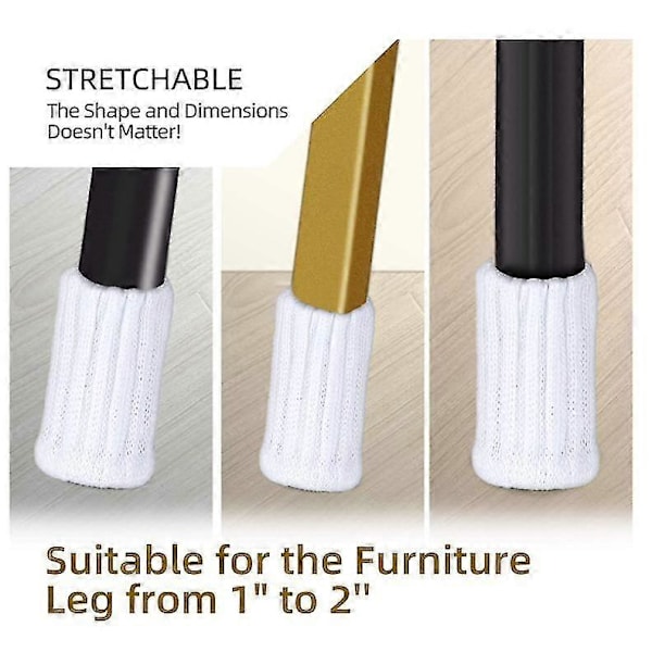 16 st Stolsbensskydd Stickade Möbelstrumpor [DB] White
