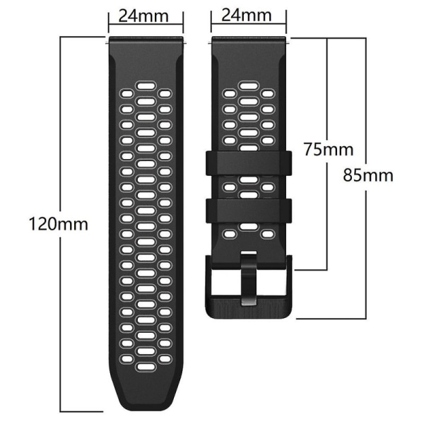 För Suunto 7 / 9 / 9 Baro Dubbelfärgad silikonarmband 24 mm Flerhålsdesign Watch db Black   Red