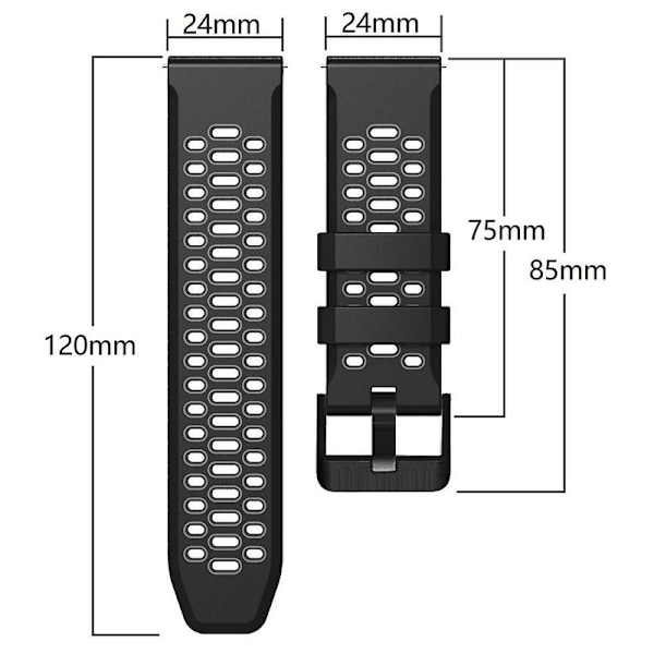 Til Suunto 7 / 9 / 9 Baro Dual-color Silikonurrem 24mm Multi-hul Design Hurtigudløselig Rem Armbånd Strap db Black   Red