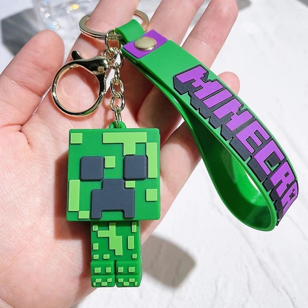 Ny kreativitet Min värld 3d sandlådespel nyckelring Minecraft par nyckelring väskehänge Cos actionfigur [DB] C