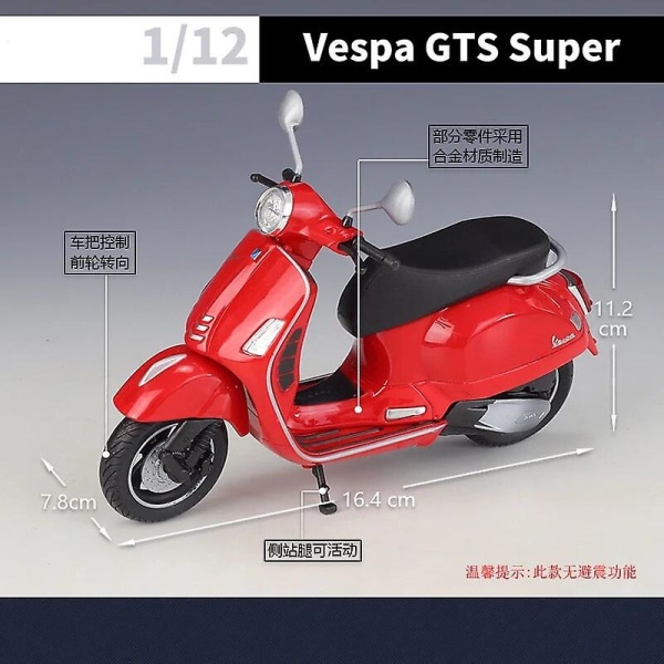 Welly 1:12 Vespa Gts Super 2020 Die Cast Vehicles Samlerobjekt Hobbyer Motorcykel Model Legetøj Db Black no box