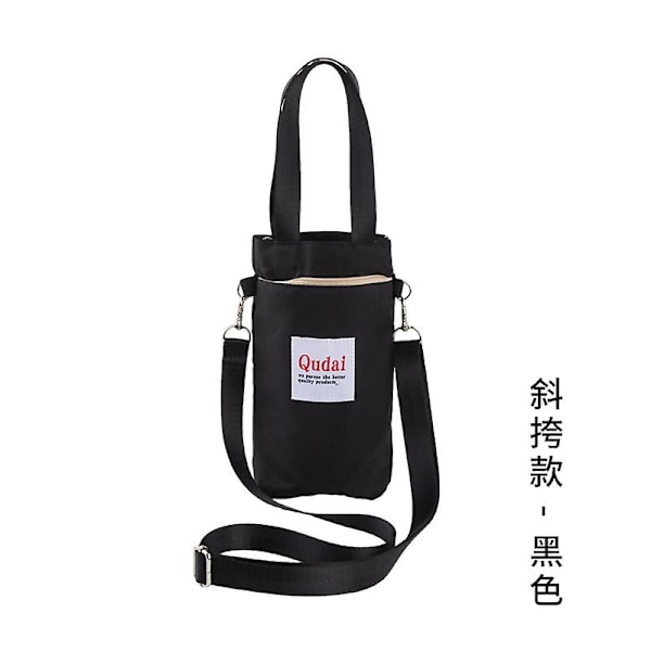 Stor Qudai flaske tasker crossbody håndholdt vand kop buggy taske vandflaske bæretaske med justerbar skulderrem DB black 01