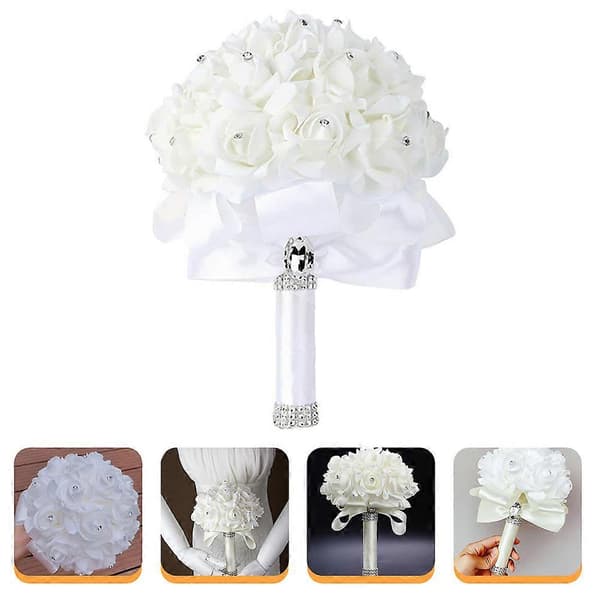 Kunstig brudebuket bryllupsblomster blomsterdesign til dekorationsceremoni 1 stk [DB]