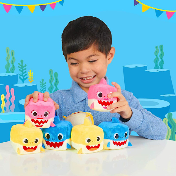 Baby Shark Sångkub, sjungande Daddy Shark Plysch, gosedjur för småbarn [DB] blue