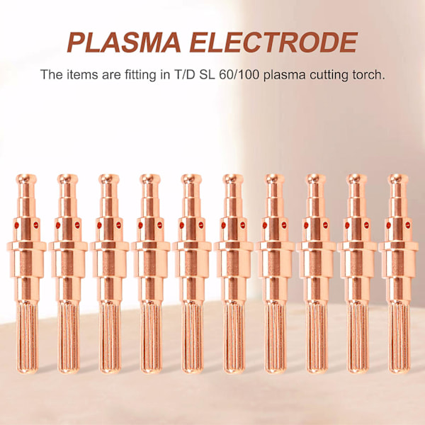 10 stk 9-8215 Elektrode Termisk Dynamikk Sl60/100 Plasma Skjærebrenner [db] copper color