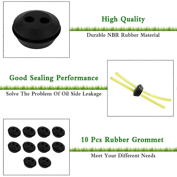 Nirvana 10 st Bränsleslangpackning Bränsleslanglock 2 Hål Bränsletank Genomföringspackning Trimmer Gasslang Tillbehör för Trimmer Motorsåg [DB]