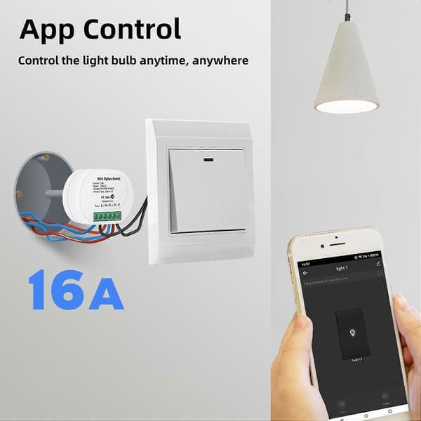 Smart afbryder App-styring Timing-funktion Trådløst smart lyskontaktmodul Mini-afbryder[DB] Black