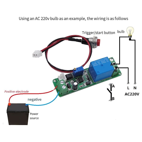 Dc 12v Timing Timer Forsinkelse 1-10s Tid Justerbar Relæ Med Indikator Lys Sluk Relæ Modul Tr [DB] blue