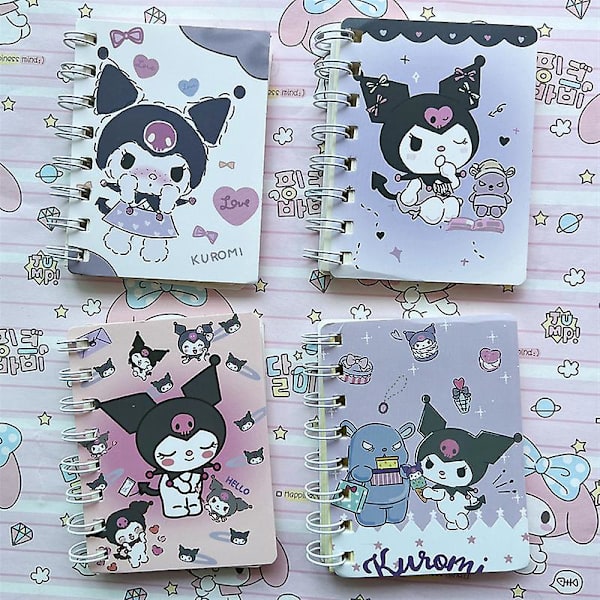 4 st/set Kawaii Mini Anteckningsblock Sanrio Kuromi My Melody Cinnamoroll Cartoon Bärbar Kreativ Fickfjäder Dagbok Present till Flickor [DB] 4pcs-set 1