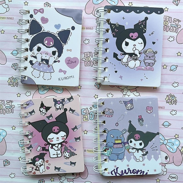 4 stk/sæt Kawaii Mini Notesblok Sanrio Kuromi My Melody Cinnamoroll Cartoon Portable Creative Pocket Coil Dagbogsgave til piger [DB] 4pcs-set 1