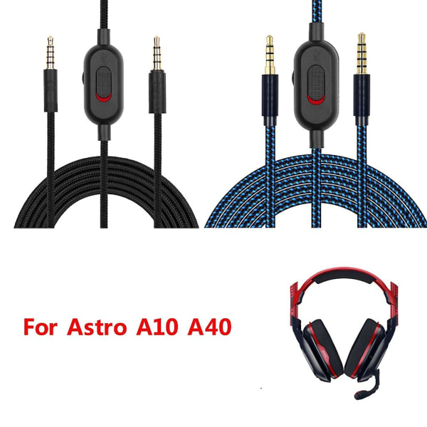 Kabel för Astroa10 A40 Gaming Headset flätat med volymkontroll Mute Clip [DB] Blue