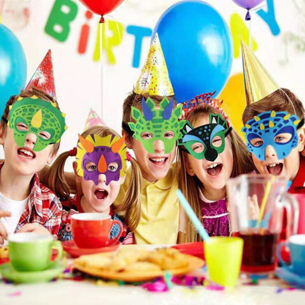 12 st Dinosaurie Mask Ansiktsmasker Filt Barn Mode Lekhus Leksaker Kreativa Fest Spel Rekvisita Nya Pojkar Flickor db
