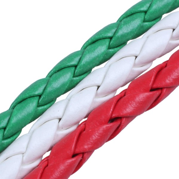 Smyckesarmband, italiensk flaggarmring, läderlegering, för damer, grön vit röd (bredd 14 mm)