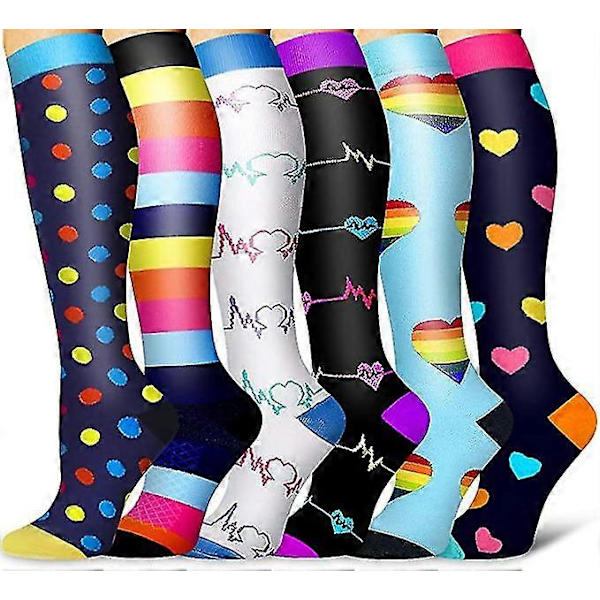 Kompressiosukat Naisille ja Miehille Verenkierron Parantamiseen 6 Paria Urheiluun, Juoksuun, Pyöräilyyn set3 L XL