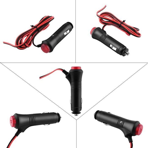 Sigarettennerplugg - 1,5M - 12V-24V - 10A - Bryter[DB] black
