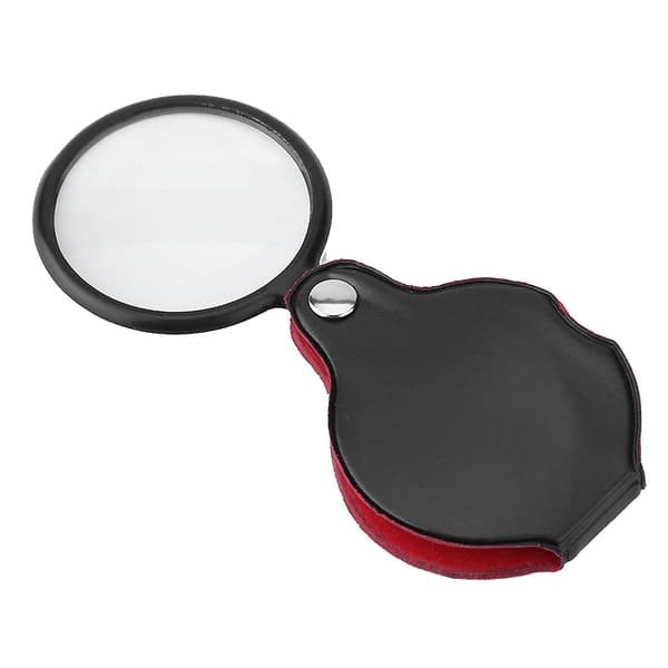 8X Mini Foldbar Lomme Smykke Lup Forstørrelsesglas med Pose [DB]