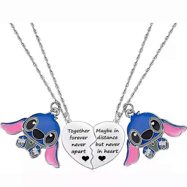 2 kpl Pariskunta Kaulakoru Uusi Disney Stitch Ruostumaton Teräs Hopea Ruusukulta Riipus Rakastavaiset Pariskunta Parhaat Ystävät Korut Lahjat [DB] a pair4