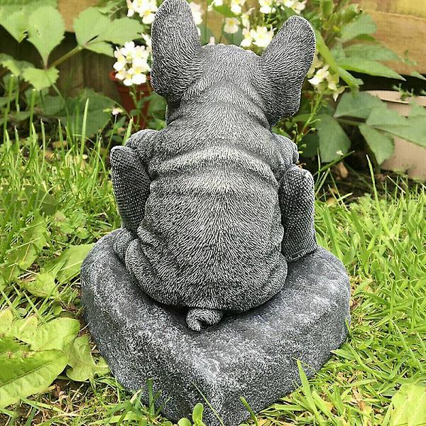 Fransk bulldogg staty trädgårdsdekoration välkomstskylt hartshantverk prydnad inomhus utomhus skulptur  [dB} as show