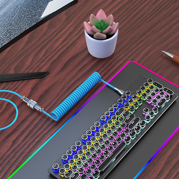 Type-C USB-kaapeli mekaaniseen näppäimistöön, spiraali 2,2 m, pelikäyttöön, lentokonekaapeli [DB] Purple