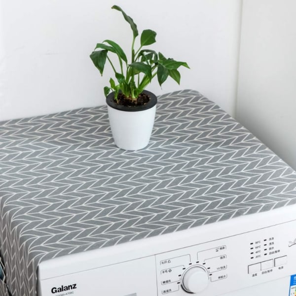 Kjøleskap støvtett trekk Multifunksjons vaskemaskin toppdeksel med oppbevaringsposer for kjøleskap - grå