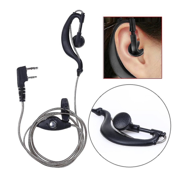 Svart 2 Pin Ptt Mic Headset kompatibelt med Kenwood Radio Baofeng Uv5r Car {DB