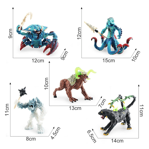 Monsterfigurer Olika Vattenkrabba Bläckfisk Isdemon Nötkreatur Svart Panter Monstermodell PVC Mytisk Djurstatymodell Barn [DB] C