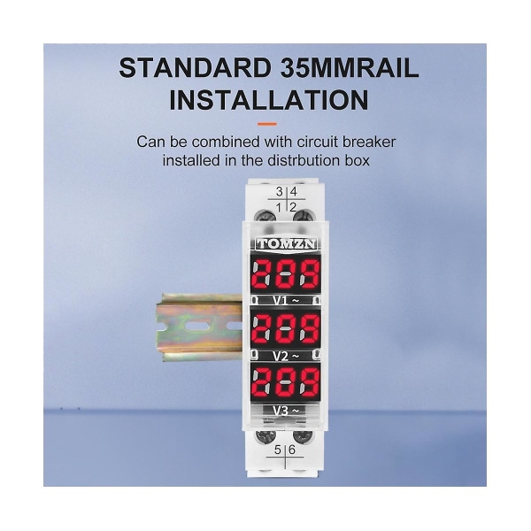 Din-skena 18mm spänningsmätare Ac 40-500v Trefas modulär voltmeterindikator LED digital display