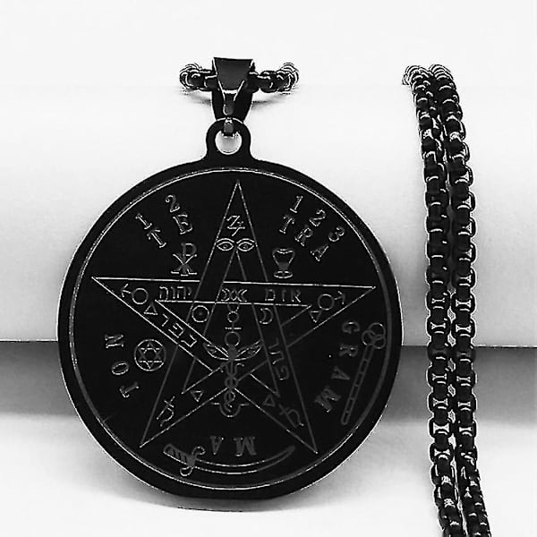 Syv Ærkeengle Amulet Rustfrit Stål Halskæder Mænd Segl af Salomon Talisman Halskæde Beskyttelse Smykker Krave Hombre_lldxm Db E 60cm BOX BK