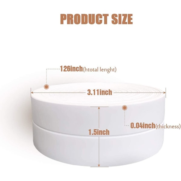 Forseglingstape, vanntett og selvklebende tetningslist for baderom, baderom Toalett Kjøkkenveggforseglingstape (10,5 fot)