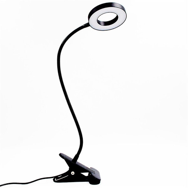 Kiinnitettävä lukuvalo, 48 LED-USB-pöytälamppu 3 väritilalla, silmiä suojaava kirjanpidinvalo, 360   Musta