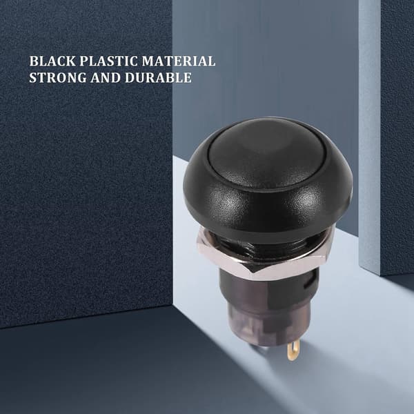 On-Off Låsende Vandtæt 12mm Knap Switch SPST 2A IP67, Sort [DB] black