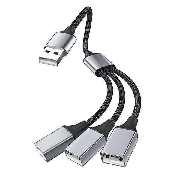 USB Splitterkabel, USB/Type C Hann til 3 Hunn Forlengelseskabelkontakt, USB Port Hub Data&Lader Strømsplitter Adapter [db] USB interface