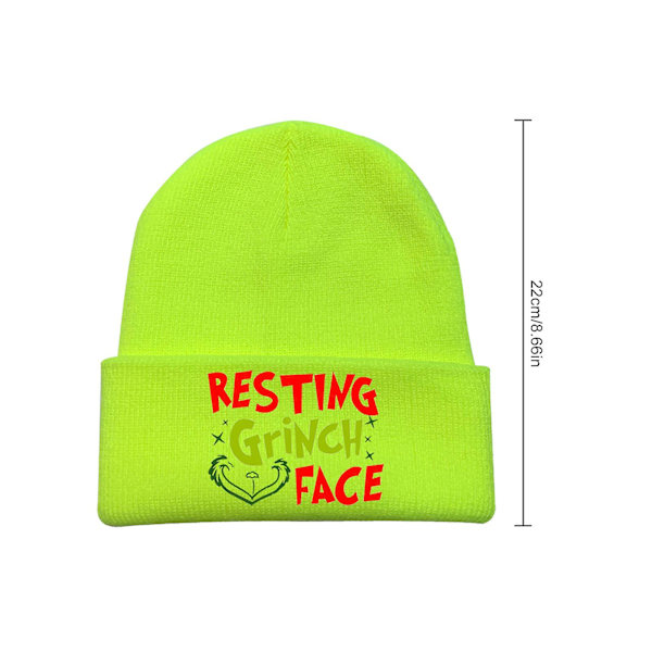 Hvordan Grinchen Stjal Julen Strikket Beanie Hatt Unisex Menn Kvinner Vinter Varmt Hatt {Db} Fluorescent green E