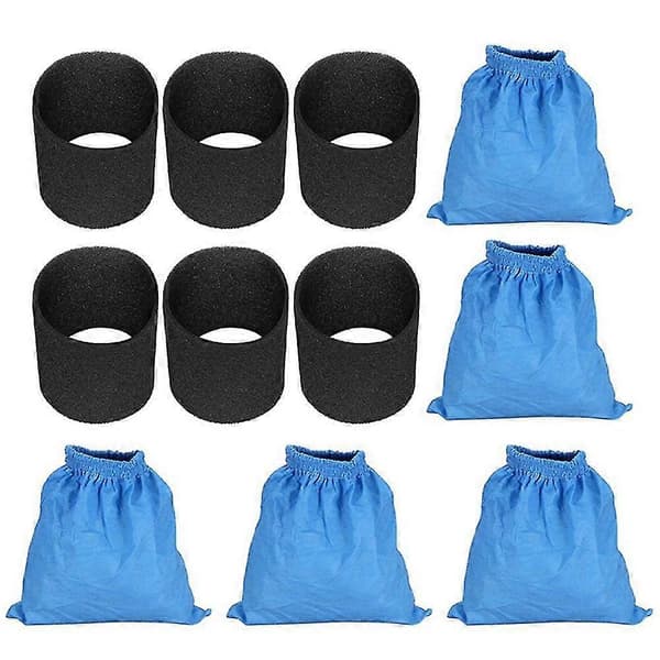 5 STK til MV1 WD1 WD2 WD3 Filterpose & 6X til Våd Tør Skumfilter MV1 WD1 MV1 WD1 Filter db black  blue