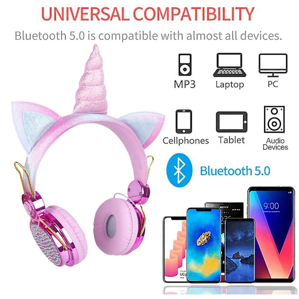 Hörlurar, trådlösa hörlurar Hörlurar Bluetooth-hörlurar med justerbart huvudband, över öronen headset