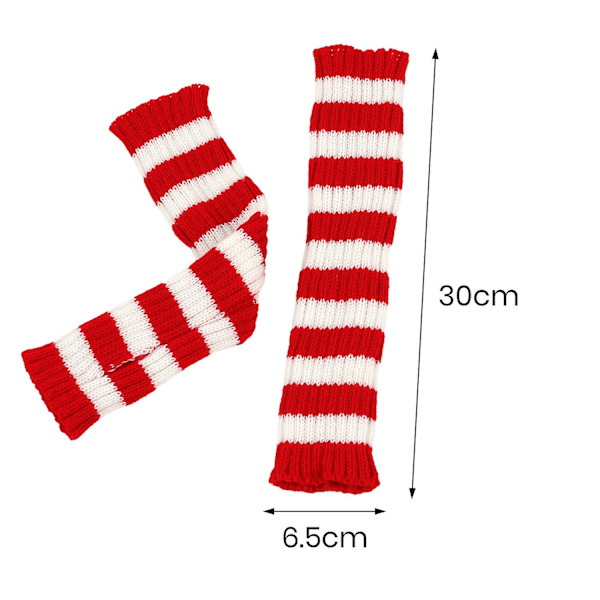 1 Par Cozy Stripete Ullvotter Gave Mid-lengde Høst Jul Hold Varme Hansker for Vinter [DB] Red Black