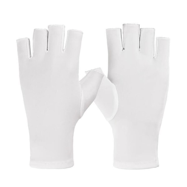 UV-skyddande Halvfinger Solskyddshandskar Skönhetsnaglar Handskar {Db} White