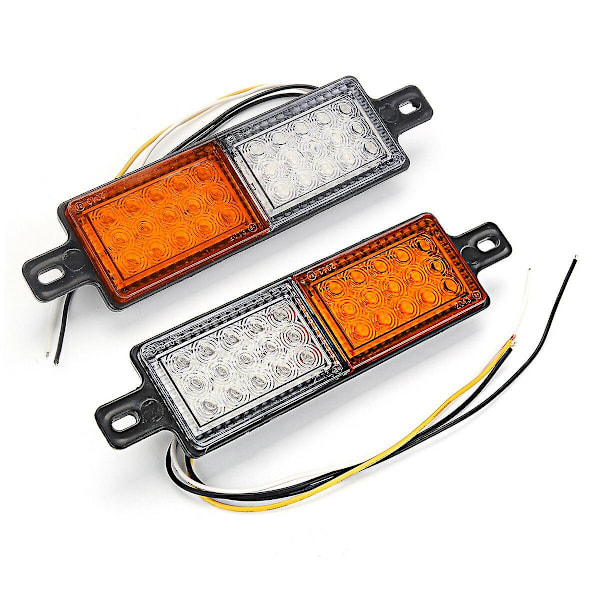 2X Universal 30 LED Bullbar Frontblinklys Sidemarkerlampe 10-30V Parklys [DB] Amber  White