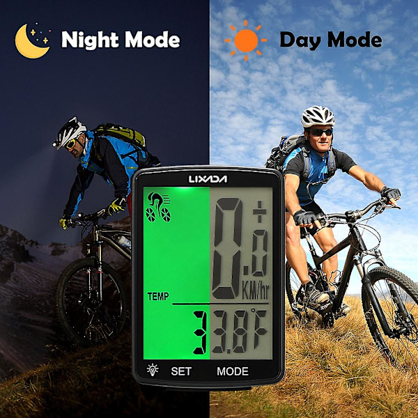 LIXADA Trådlös Cykelcomputer Multifunktionell LCD-Skärm Cykelcomputer Mountainbike Hastighetsmätare [DB] Blue Backlight