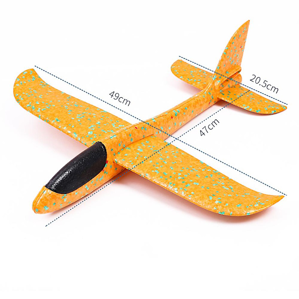 48cm stort skumflyvemaskine håndkastet flyvemaskine inerti udendørs lancering børnelegetøj db Orange Non-luminous