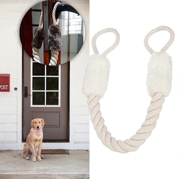 Dørhåndtak Trekktau Anti-Klype Stropper Stopper Multifunksjonell Hund Fingerbeskytter Dørtau for Soverom Stue db White 60cm