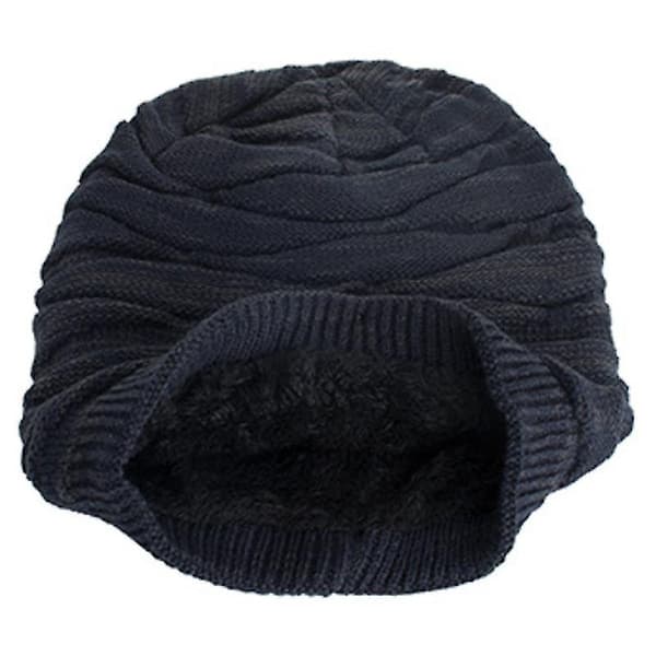 Unisex Oversized Slouch Lång Beanie Hatt Vinter Varm Stickad Wrap Cap db Dark Blue