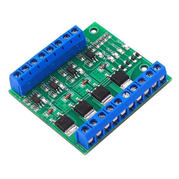 4-kanals Mos Plc-förstärkarkortdrivrutinmodul Pwm 3-20v till 3,7-27v Dc 10a-kortdrivrutin 4-kanals