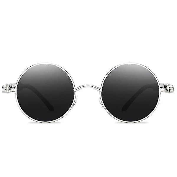 Vintage Polarisoivat Steampunk Miesten Pyöreät Aurinkolasit Tyylit Db Silver Frame Grey Lenses