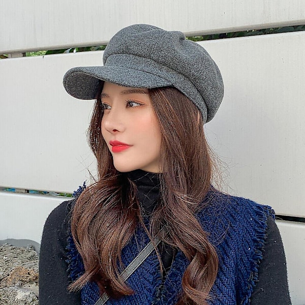 Dam Vintage Baker Boy Keps Plattkeps Beret Hatt Vinter Newsboy Hatt db Grey