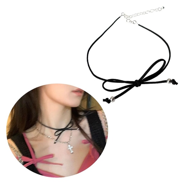Söt Bowknot hänge Halsband Justerbart Halsband Y2k Hals Smycken Rep Chain Halsband Perfekt present till kvinnor tjejer