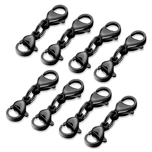 8 st Dubbla Hummerlås Halsband Armband Spänne Koppling Smycken Spännen db Black