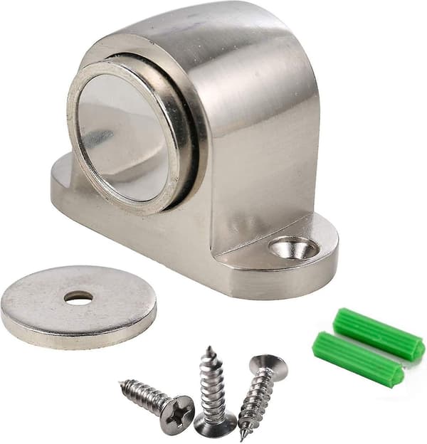 Magnetiskt dörrstopp i legering med skruvfäste och borstad yta (2-pack) [DB]