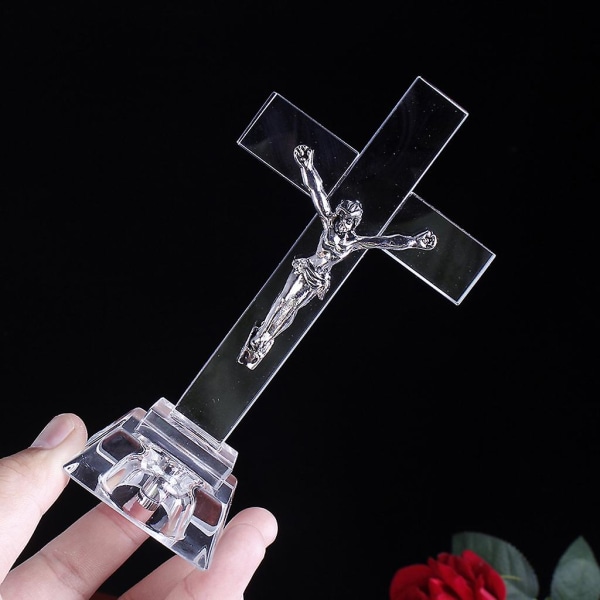 Krystal Jesus-korsstatue til hjemmet Kirke Skrivebordsdekoration Religiøs gave Religiøs stil Kreativ dekoration Figur Håndværk Ornament [DB]